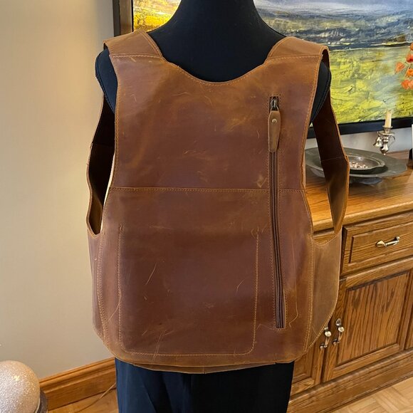 Handcrafted Artisan Anti-theft Genuine Leather Backpack - NEW! - Picture 6 of 9